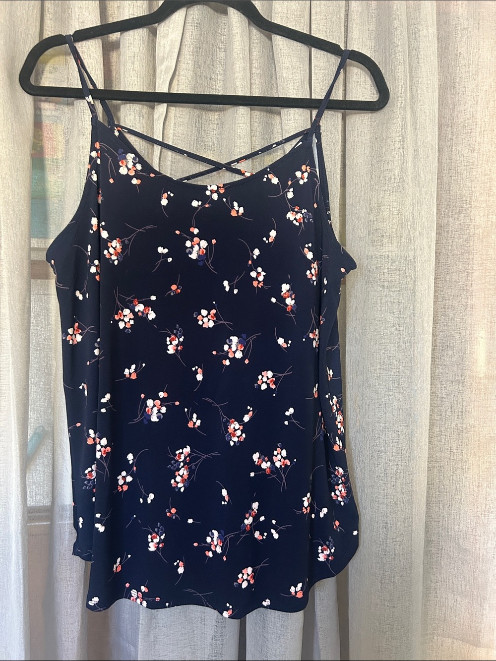 Kaileigh Navy Floral Crisscross Back Cami